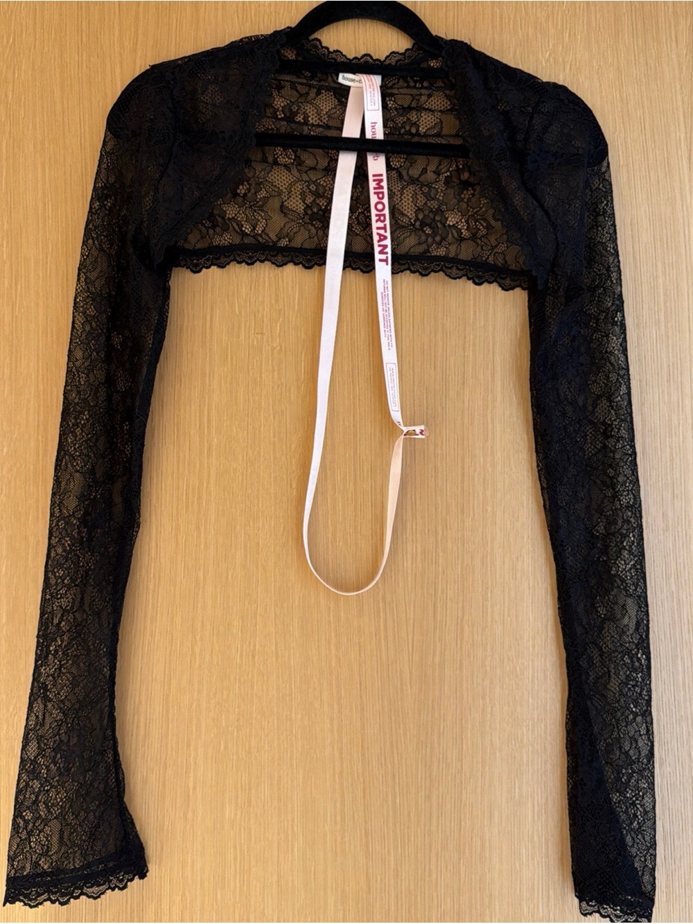 NWT House of CB London Lace Crop Top Long Sleeve, Black, Size S